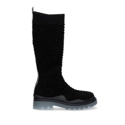 Mulher Exe Shoes Botas*Bota Alta B077-H505 Em Relevo Preto