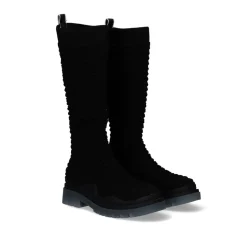 Mulher Exe Shoes Botas*Bota Alta B077-H505 Em Relevo Preto