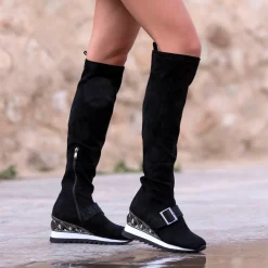 Mulher Exe Shoes Botas*Bota Alta Com Cunha Assimetrica Y2327-H501 Em Preto