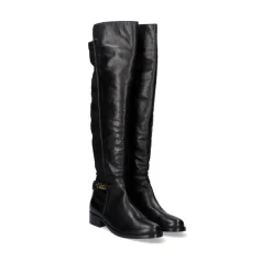 Mulher Exe Shoes Botas*Bota Alta De Couro 320Wx Em Preto Com Detalhes Dourados