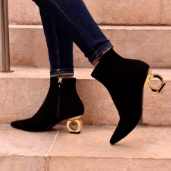 Mulher Exe Shoes Botinhas*Bota De Salto Circular Bruna-612 Preto