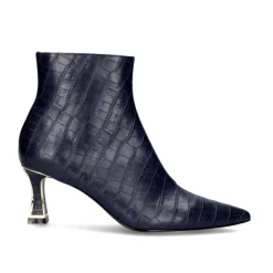 Mulher Exe Shoes Botinhas*Bota De Salto Fino Erica-311 Azul Croco