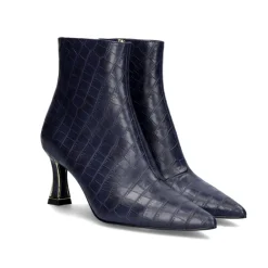Mulher Exe Shoes Botinhas*Bota De Salto Fino Erica-311 Azul Croco