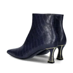 Mulher Exe Shoes Botinhas*Bota De Salto Fino Erica-311 Azul Croco