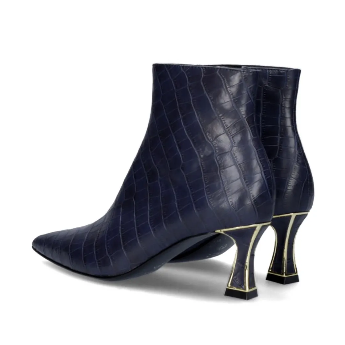 Mulher Exe Shoes Botinhas*Bota De Salto Fino Erica-311 Azul Croco
