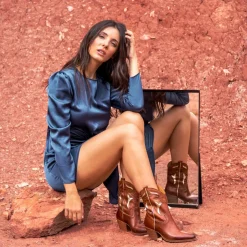 Mulher Exe Shoes Cowboy*Botines Cowboy Cesar-700 Camel