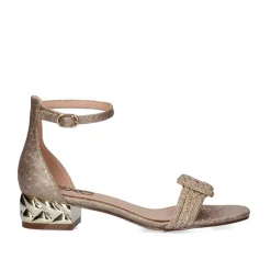 Mulher Exe Shoes Sandálias*Exe Katy-689 Sandalia De Salto Baixo Dourado
