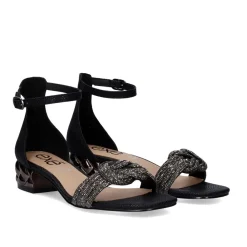 Mulher Exe Shoes Sandálias De Salto*Exe Katy-689 Sandalia Preta De Salto Baixo