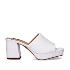 Mulher Exe Shoes Sandálias De Salto*Lina-502 Sandálias Brancas Tipo Clog Com Salto Alto