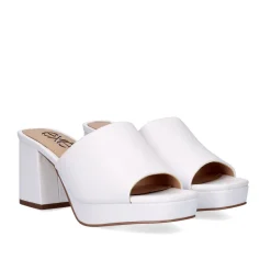 Mulher Exe Shoes Sandálias De Salto*Lina-502 Sandálias Brancas Tipo Clog Com Salto Alto