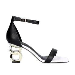 Mulher Exe Shoes Sandálias De Salto*Low Heeled Sandal Lilian-055 Preto Branco