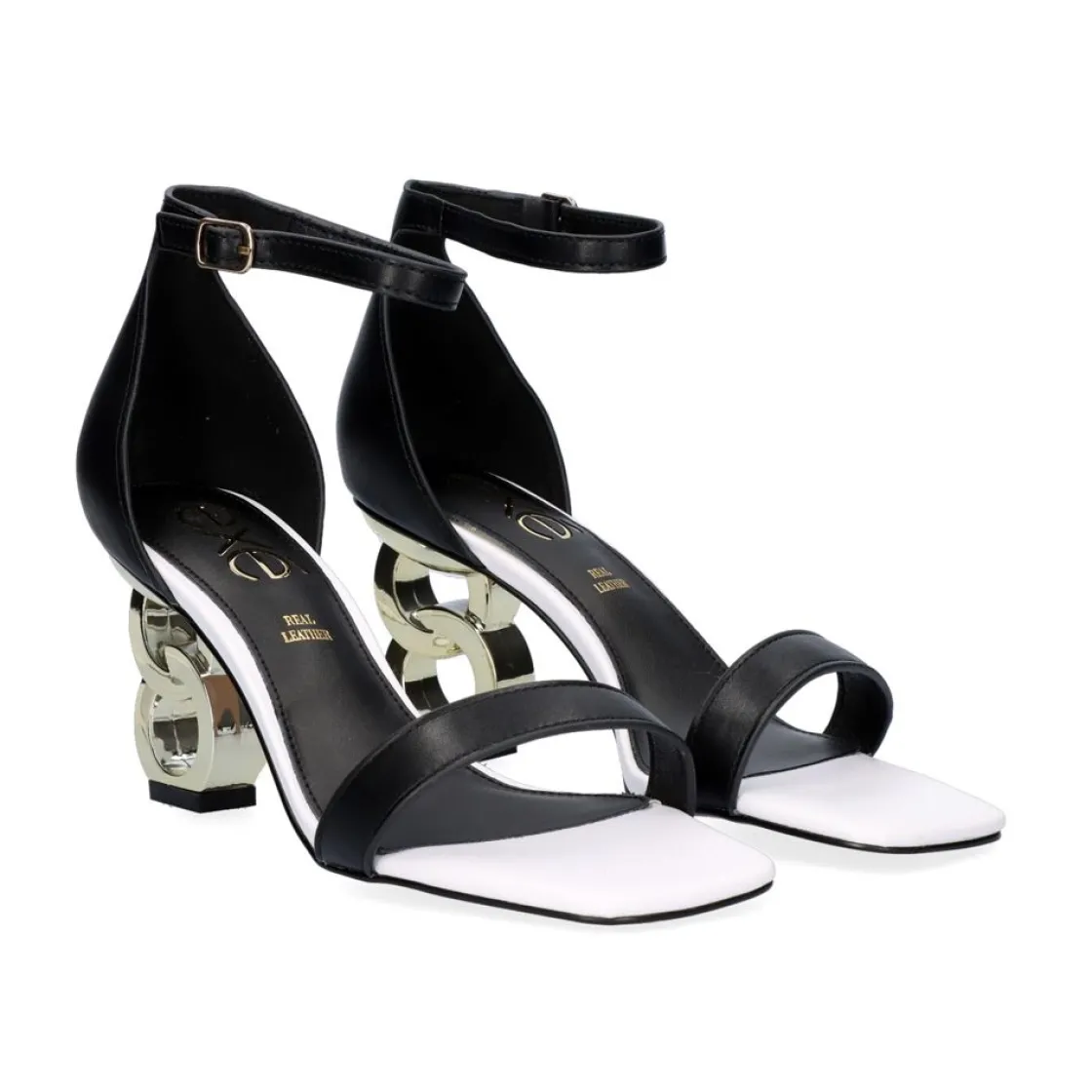 Mulher Exe Shoes Sandálias De Salto*Low Heeled Sandal Lilian-055 Preto Branco