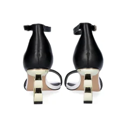Mulher Exe Shoes Sandálias De Salto*Low Heeled Sandal Lilian-055 Preto Branco