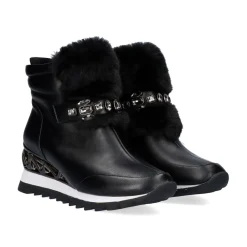 Mulher Exe Shoes Botins*Meias Boot Tenis Com Cabelo Em Preto Y2327-J88