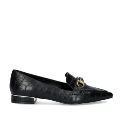 Mulher Exe Shoes Calçados Baixos*Mocassim Com Corrente Em Dourado Verona-171 Em Preto Croco