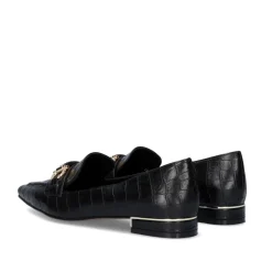 Mulher Exe Shoes Calçados Baixos*Mocassim Com Corrente Em Dourado Verona-171 Em Preto Croco