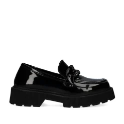 Mulher Exe Shoes Calçados Baixos*Mocassins Estilo Charol Pb6265-T7 Em Preto