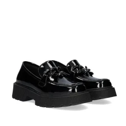 Mulher Exe Shoes Calçados Baixos*Mocassins Estilo Charol Pb6265-T7 Em Preto