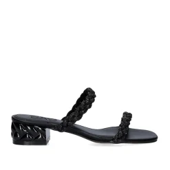 Mulher Exe Shoes Sandálias*Novo Sandalia De Salto Baixo Katy-411 Strass Preta