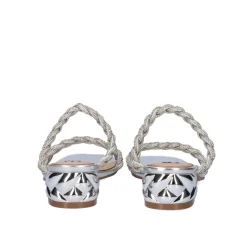 Mulher Exe Shoes Sandálias*Novo Sandalia De Salto Baixo Katy-411 Strass Prata