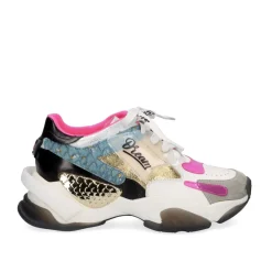 Mulher Exe Shoes Sapatilhas E Tenis*Plataforma Sneaker Xy166-1 Branco Dourado