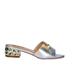 Mulher Exe Shoes Sandálias*Salto Baixo Sandal Katy-810 Prata