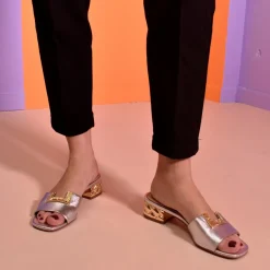 Mulher Exe Shoes Sandálias*Salto Baixo Sandal Katy-810 Prata