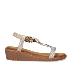 Mulher Exe Shoes Cunhas*Sandalia Cunha Exe Confort 721-Ex27 Dourado