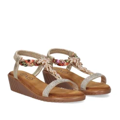 Mulher Exe Shoes Cunhas*Sandalia Cunha Exe Confort 721-Ex27 Dourado