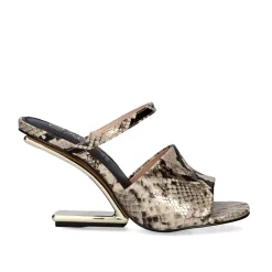 Mulher Exe Shoes Sandálias De Salto*Sandalia De Salto Alto Maggie-865 Cobra Beige