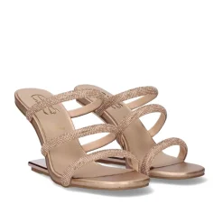 Mulher Exe Shoes Sandálias De Salto*Sandalia De Salto Alto Maggie-822 Strass Ouro Rosa