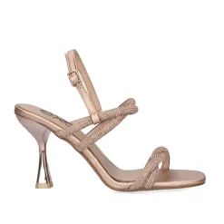 Mulher Exe Shoes Sandálias De Salto*Sandalia Heel Alberta-935 Exe Strass Ouro Rosa