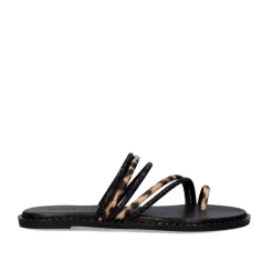 Mulher Exe Shoes Sandálias Planas*Sandalia Plana 851 Chios Leopar Preto