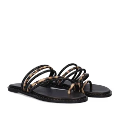 Mulher Exe Shoes Sandálias Planas*Sandalia Plana 851 Chios Leopar Preto