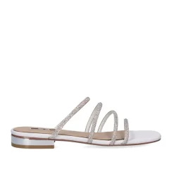 Mulher Exe Shoes Sandálias Planas*Sandalia Plana Amelia-669 Strass Branco