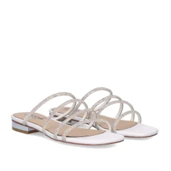 Mulher Exe Shoes Sandálias Planas*Sandalia Plana Amelia-669 Strass Branco