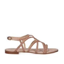 Mulher Exe Shoes Sandálias Planas*Sandalia Plana Loris-323 Rosa Dourado