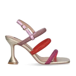 Mulher Exe Shoes Sandálias*Sandalia 23V De Salto Bianca-760 Strass Fuxia Vermelha
