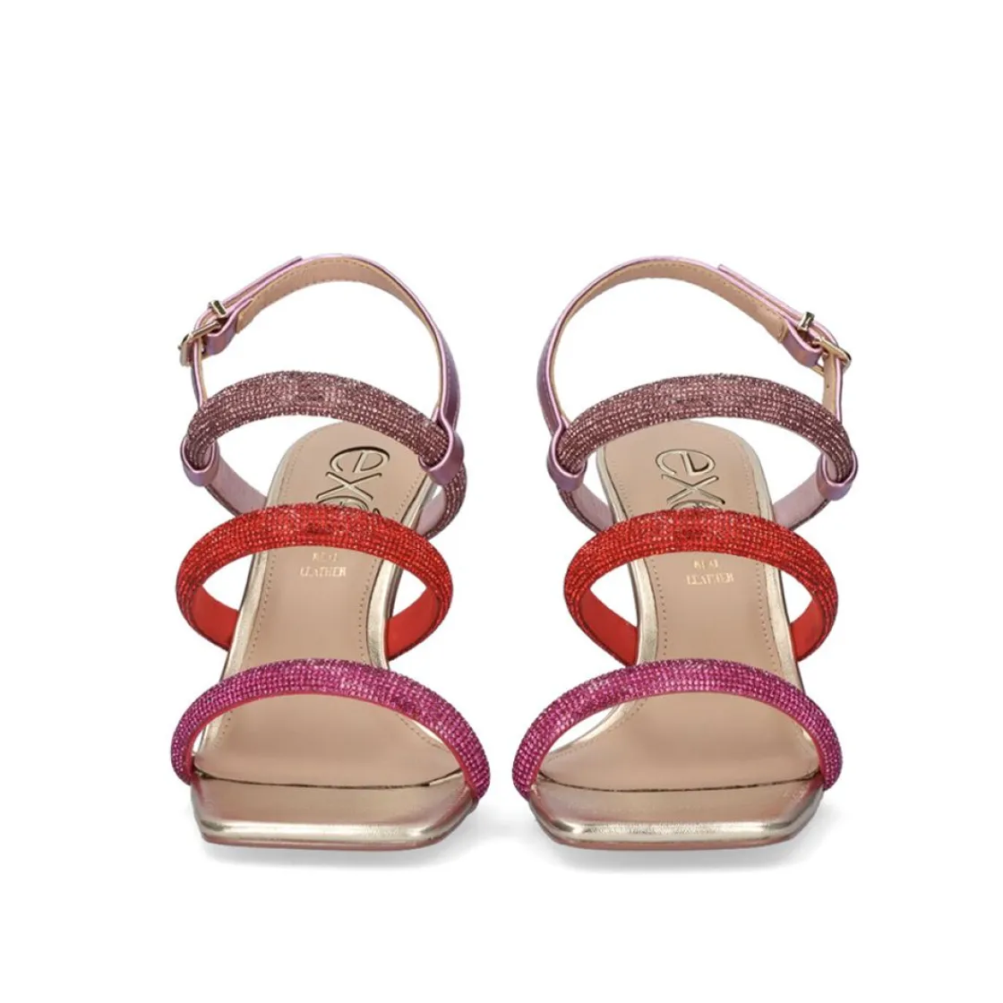 Mulher Exe Shoes Sandálias*Sandalia 23V De Salto Bianca-760 Strass Fuxia Vermelha