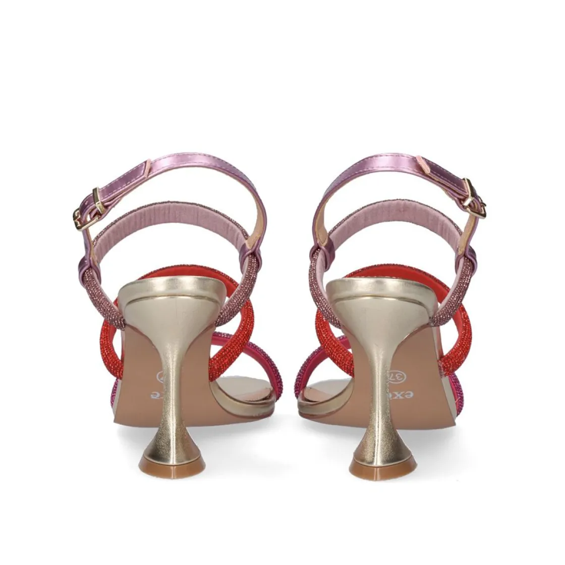 Mulher Exe Shoes Sandálias*Sandalia 23V De Salto Bianca-760 Strass Fuxia Vermelha