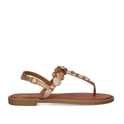 Mulher Exe Shoes Sandálias Planas*Sandálias Chato P3374-374 Em Ouro Rosa