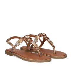 Mulher Exe Shoes Sandálias Planas*Sandálias Chato P3374-374 Em Ouro Rosa