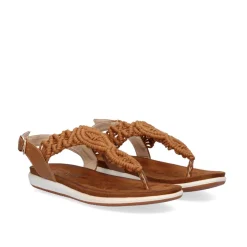 Mulher Exe Shoes Sandálias Planas*Sandálias De Croche F8043-26A Marrom