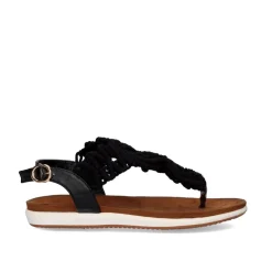 Mulher Exe Shoes Sandálias Planas*Sandálias De Croche Flat Toe F8043-26A Preta