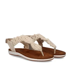Mulher Exe Shoes Sandálias Planas*Sandálias De Croche Flat Toe F8043-26A Bege