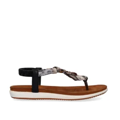Mulher Exe Shoes Sandálias Planas*Sandálias De Dedo Liso F8043-4 Preta