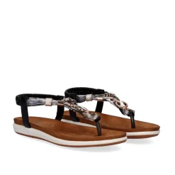 Mulher Exe Shoes Sandálias Planas*Sandálias De Dedo Liso F8043-4 Preta