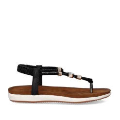 Mulher Exe Shoes Sandálias Planas*Sandálias De Dedo Liso F8043-33A Preta