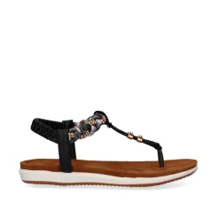 Mulher Exe Shoes Sandálias Planas*Sandálias De Dedo Liso F8043-32A Preta