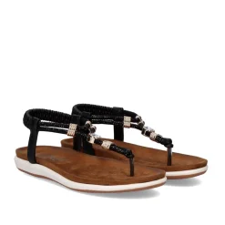 Mulher Exe Shoes Sandálias Planas*Sandálias De Dedo Liso F8043-33A Preta